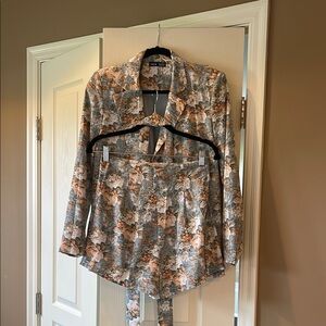 Floral Blazer and Shorts Set